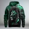 Fierce Animal Lion Pattern 3D Digital Printing Men's Fashionable Hooded Sweatshirt