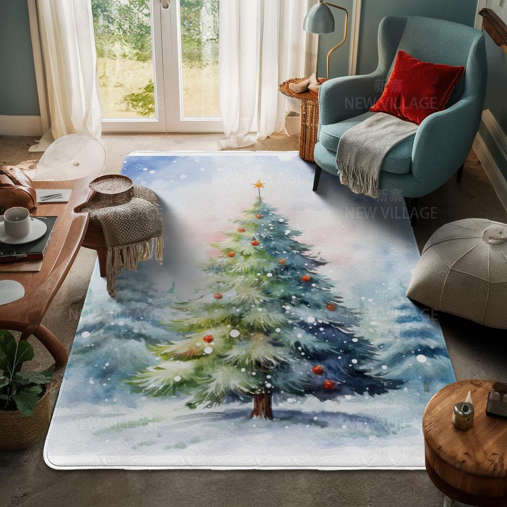 House Entrance Carpet Home Door Mat Living Room Bath Foot Bathroom Non-slip Water Absorption Rugs Bath Merry Christmas Winter