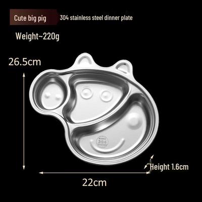 Kids 304 Stainless Steel Divided Cartoon Meal Plate