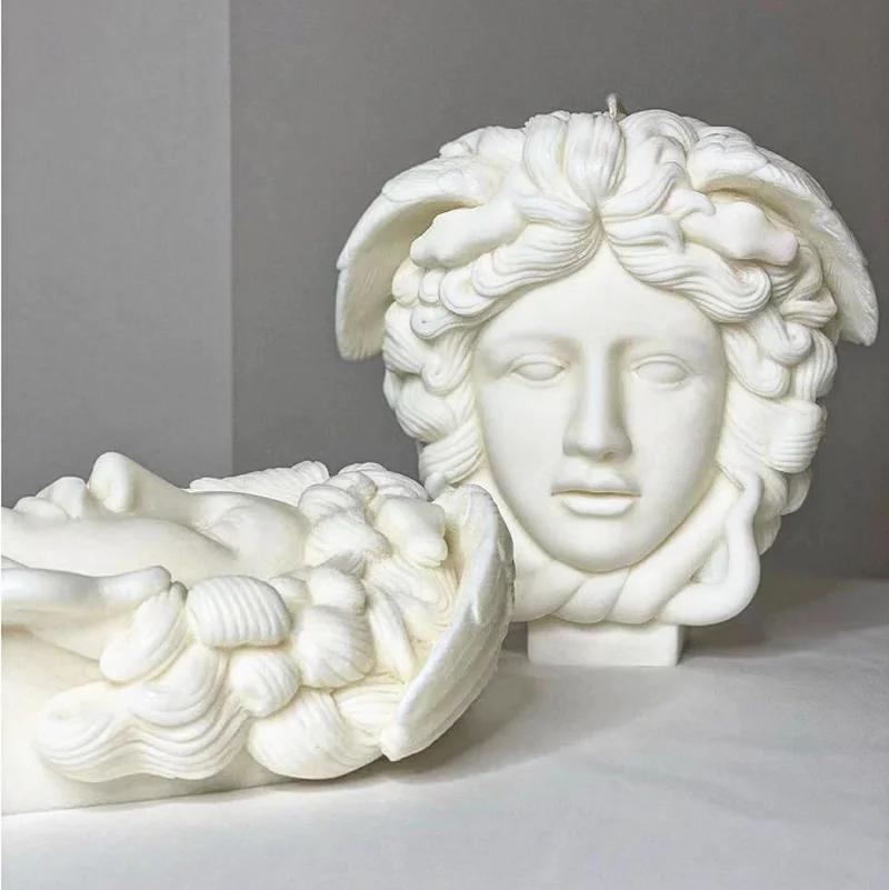 DIY Half Body Skull Head Queen Candle Silicone Mold Curly Hair Goddess Woman Resin Silicone Mold European Goddess Gypsum Mold