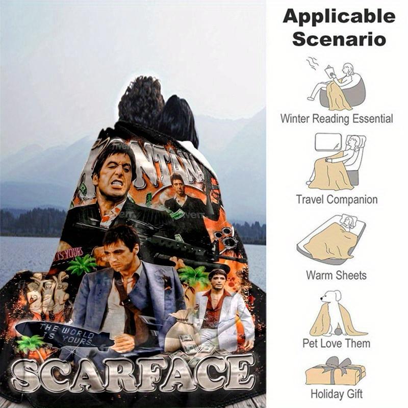 1pc Scarface-Inspired Home Decor: Cozy Blanket, Perfect Gift for Bedroom, Living Room, Travel, Camping, Car, Beach, Office Naps, Ideal Sofa Throw, Out