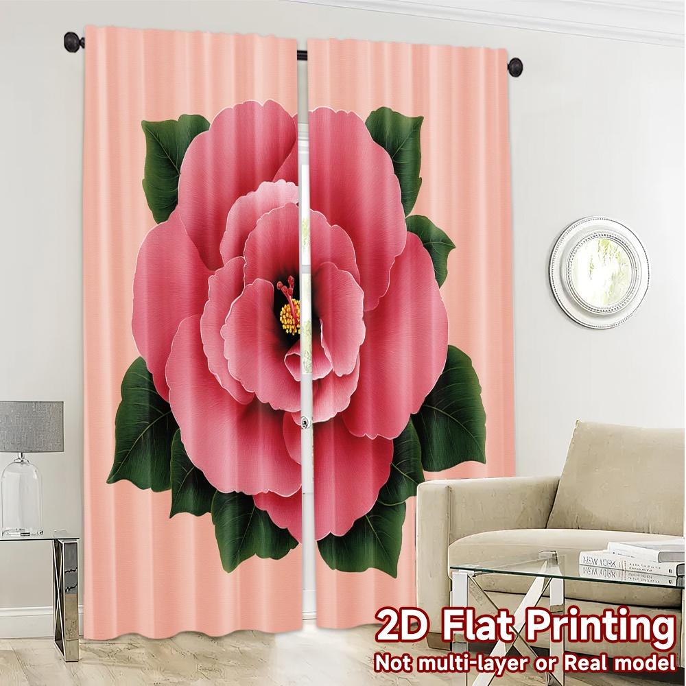 2D FLAT PRINTING 2pcs Curtains (Without Rod) Floral Elegance in Bloom Holiday New year Printed Curtains Prints Light Filtering