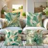4Pcs Green Leaf Pillow Covers Velvet Polyester Cushion Cases Tropical Nature Decorative Throw Pillows Home Decor