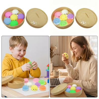 Stress Relief Toys Steamed Bun And Steamer Set Decompression Toy Soft TPR Durable Anxiety Relief Toy for Adults