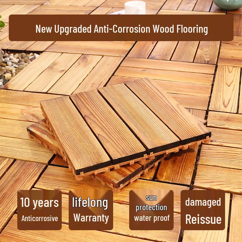 Tablas de Suelo de Madera Antisépticas para Exteriores para Jardín, Balcón y Patio