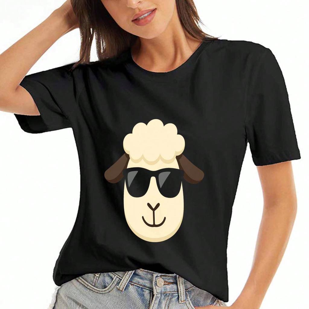 Cool Hedgehog With Glasses Ladies Cotton T Shirt, Premium Cotton Quality Print, Durable, Casual And Fashionable, Unique Graphic Tee For Women, Summer