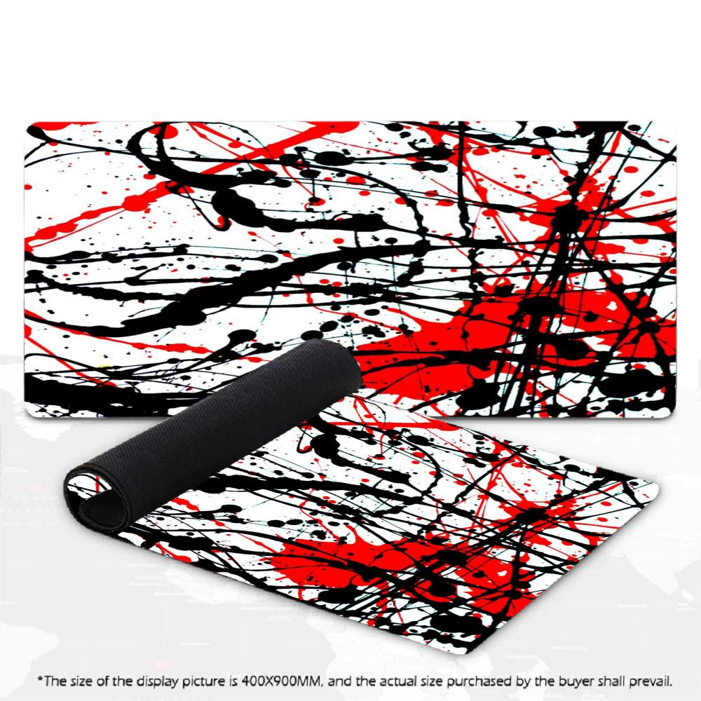 Red Black Ink Splash Mouse Pad Desk Mat Keyboard Pad XXL Large Non-Slip Rubber Table Mat for PC Gaming Office Home Desktop Decor