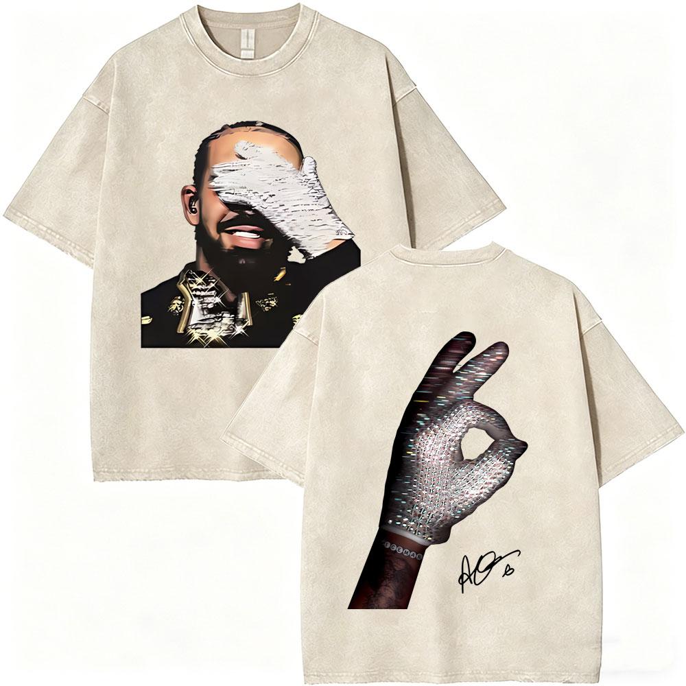 T-shirt Grafica Album ICEMAN Rapper Drake Vintage Lavato Uomo Donna Moda Hip Hop Oversize T-shirt Maschile Casual T-shirt in Cotone