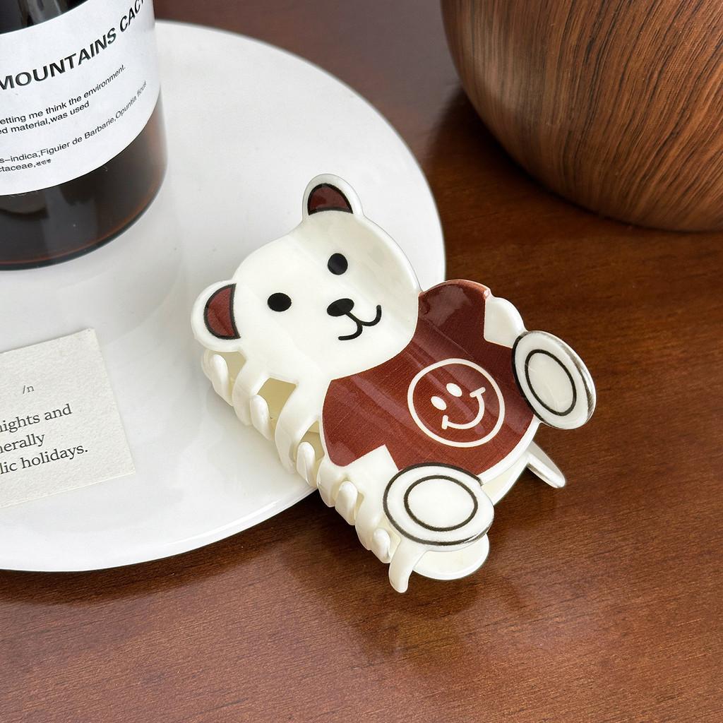 Cute Versatile Bear And Rabbit Acrylic Printed Cartoon Hair Clips For Girls