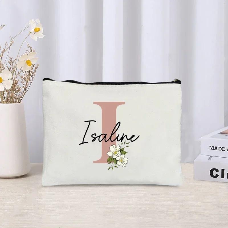 Personalized Makeup Bag Bride Gift Female Travel Organizer Canvas Side Bag Lipstick Eyebrow Pencil Box Wallet