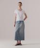 SILN Raw Edge Classic Denim Skirt (Blue)
