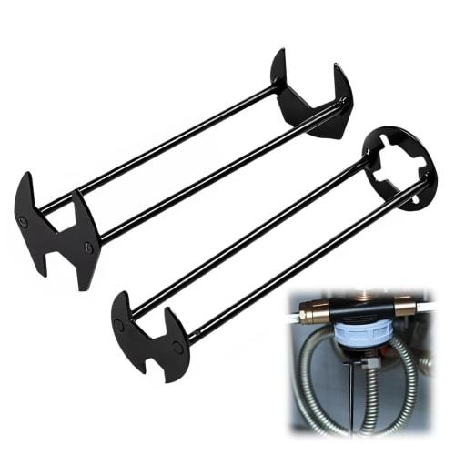 Liroyal Sink Wrench, Faucet Tool, Set of 2, Faucet Spanner, Nut Tightening Tool, 4-Jaw Hex Wrench, Plumbing, Portable Sink Repair, Single-Hole Mixer F