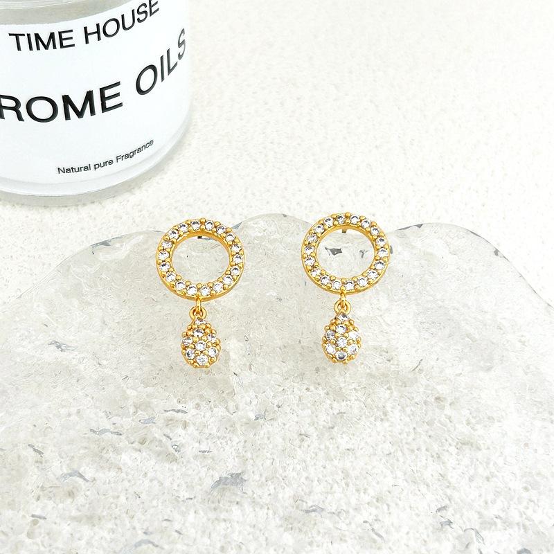 

Manufacturer S Supply Of High-Grade Wind Micro-Inlaid Zircon Earrings And Earrings Are In Stock. золотой