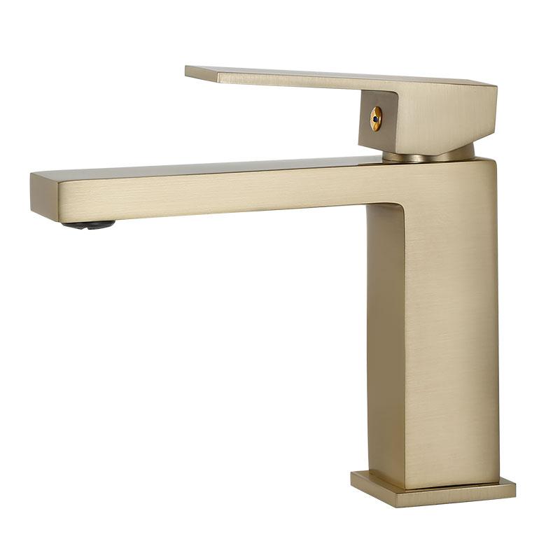 Bathroom Basin Faucet Single Lever Sink Mixer Crane Brass Brush Gold Sink Faucet Hot and Cold Water Tap