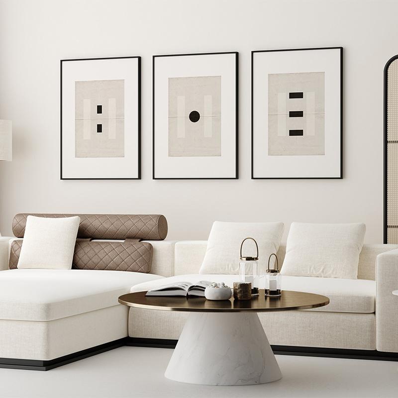 Abstract Zen Poster Black White Art Prints Canvas Painting Square Round Minimalist Japandi Wall Art Picture for Room Home Decor