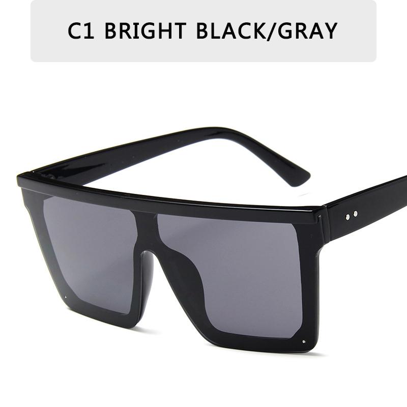

vintage Oversized Square Sunglasses Men Women Brand Designer Flat Top Fashion One Piece Lens Sun Glasses For Female Shades Other
