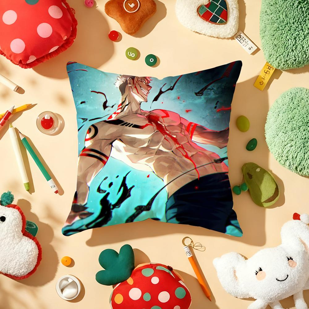 JJujutsu Kaisen Ryomen SukunaS Cushion Cover Plush Fabric Soft DoubleSided Printed Sofa Warm Winter Home Gift Pillow Cover