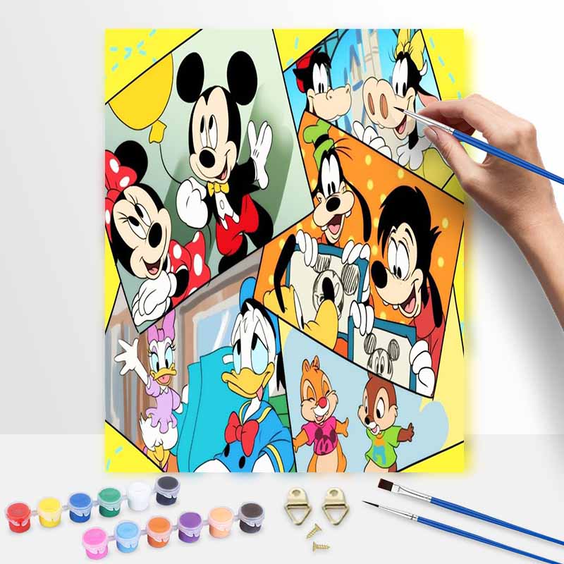 Disney Mickey Mouse Friends Paint By Numbers Hand Painting Kit. Home Decor Wall Art Gift