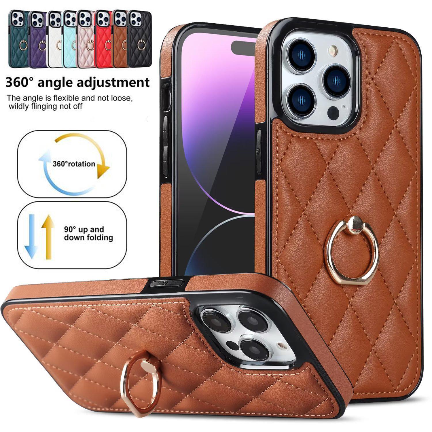 

Роскошный кожаный металлический чехол для телефона с кольцом на палец для iPhone 14 13 12 11 Pro Max 14 Plus 13 mini SE2 Xs Max XR 8 7 Plus/Samsung S23 S22 Ultra Plus