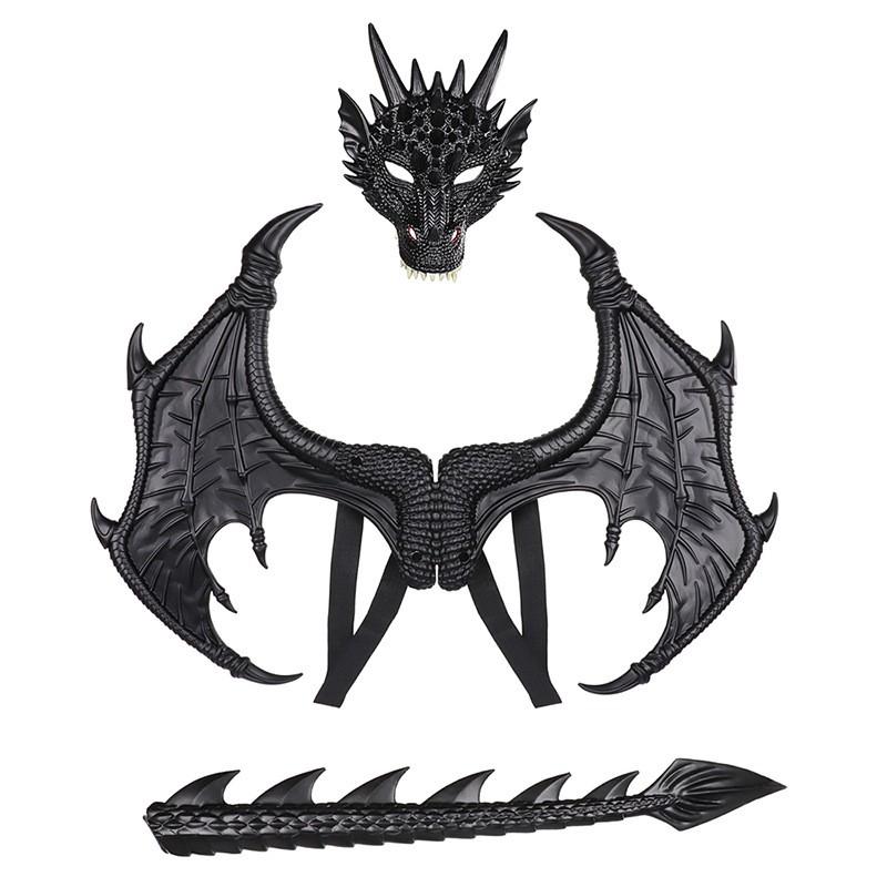 Conjunto de Disfraz RP Dragón Mejorado Alas Cola Máscara Fiesta de Halloween Cosplay Disfraz de Fantasía para Adultos