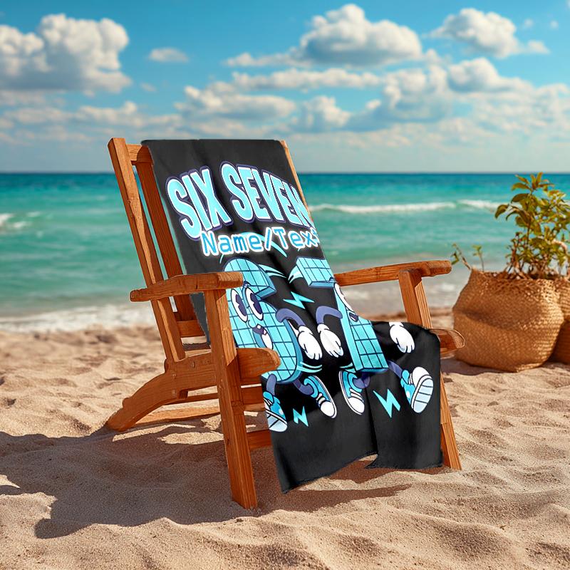1PC Custom Name "Six Seven Adventure" Beach Towel Highly Absorbent And Sand-Resistant Towel for Swimming, Pool, Yoga, And Travel Lightweight