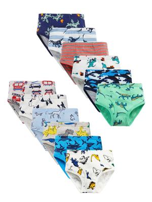 Boys' 100% Cotton Dinosaur Print Mid-Waist Underwear, 3-Pack