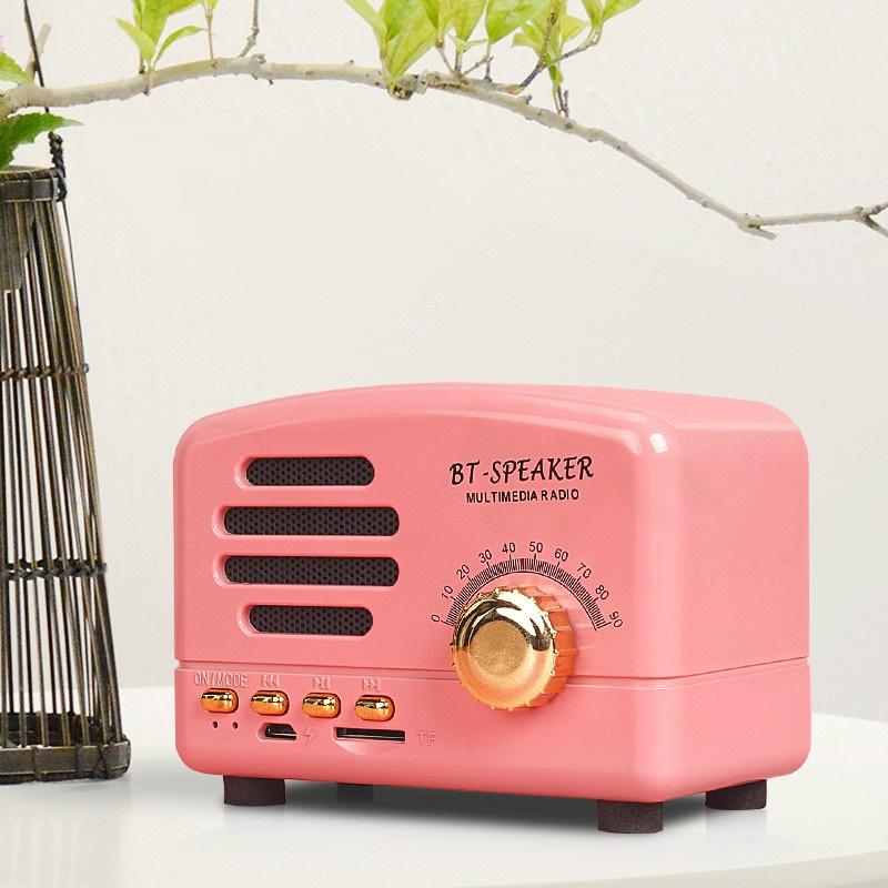 New Retro Bluetooth Speaker Radio Card Subwoofer Creative Gift Mini Antique Small Speaker