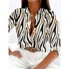 Border Trendy Four-Season Fresh Zebra Stripe Print Line Art Print Shirt Cardigan Lapel Artistic Style Shirt