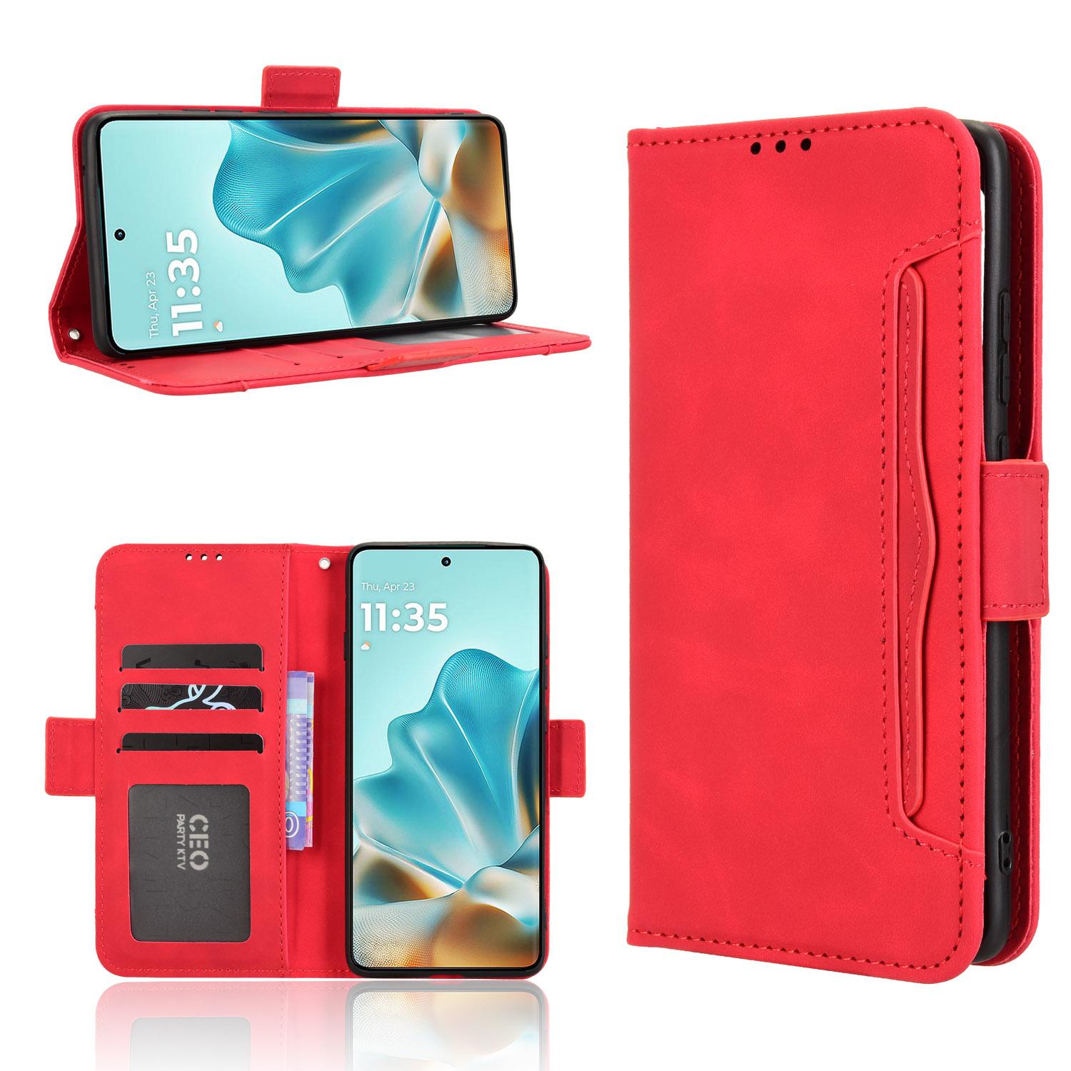 

For Motorola Edge 60 Fusion 5G Leather Case Phone Wallet Cover with Multiple Card Slots Red
