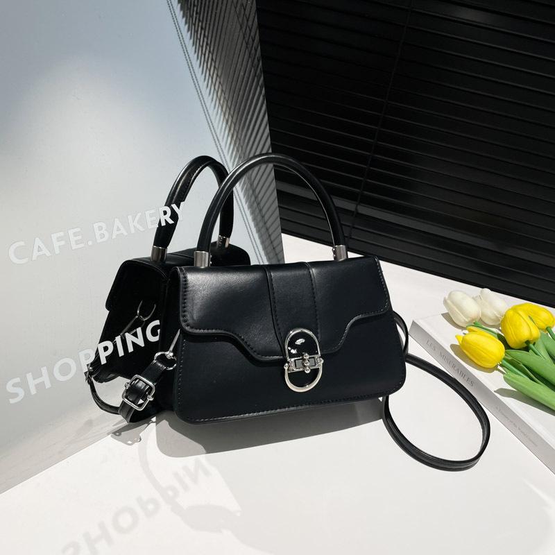 

Нишевый трендовый бренд сумка подмышку женская сумка 2025 однотонная ретро-сумка аппаратный замок сумка с клапаном сумка-мессенджер для通勤 чёрный