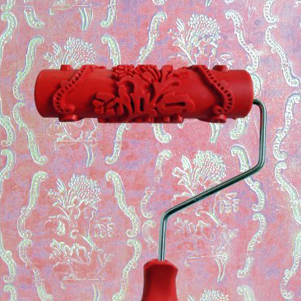 7-Inch Assorted Embossed Pattern Painting Roller with Plastic Handle Big Flower