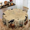 Halloween Themed Tablecloth, Party Holiday Atmosphere Arrangement, Skull Pumpkin, Crow Butterfly Print Table Tablecloth