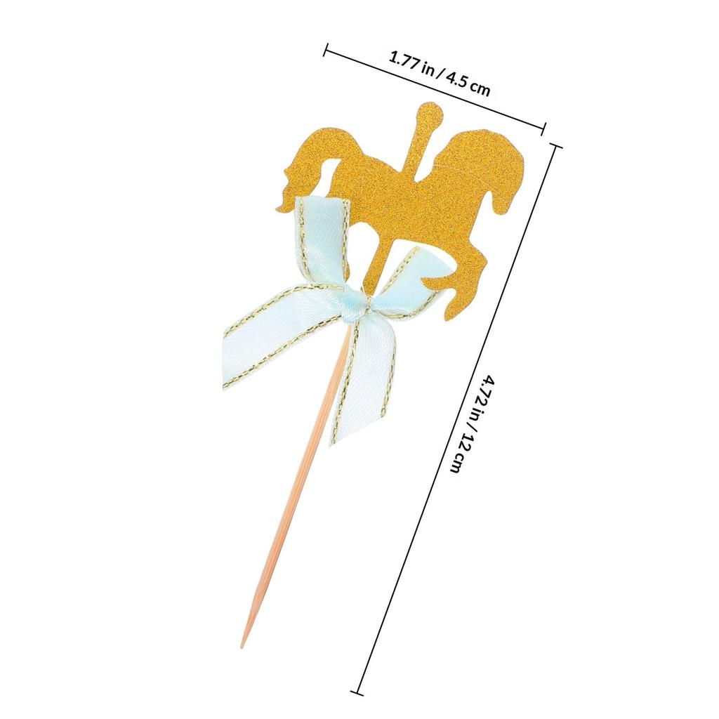 20Pcs Carousel Shape Cake Fruit Picks Cupcake Decoration Birthday Festival Dessert Toppers Party Supplies Blue Bowknot