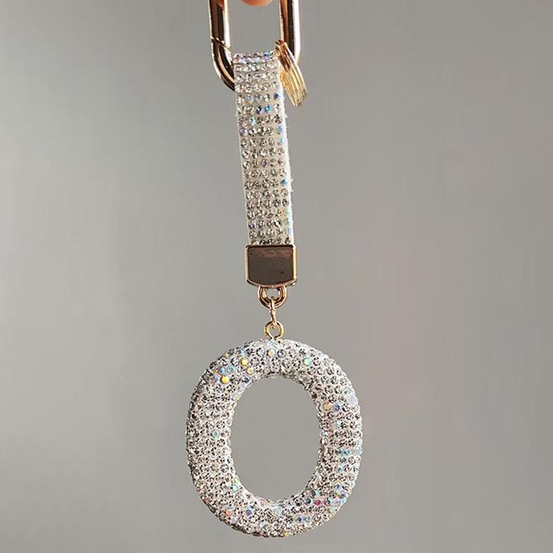 Fashion Sparkling Rhinestone Alphabet Keychain Cute Letter Charm Key Ring Exquisite Backpack Decoration Accessories Gifts