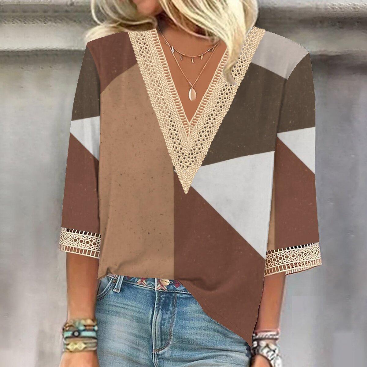 

2023 Осень Новая мода Женский повседневный топ больших размеров с V-образным вырезом с V-образным вырезом и рукавом 2023 года