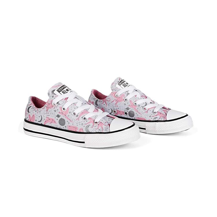 Converse Chuck Taylor All Star Canvas Low Top Kids Sneakers Kids Sneakers Gray Pink 672222C