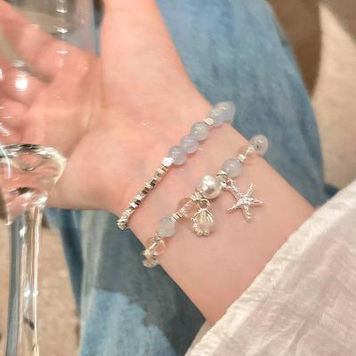Optimize Crystal Black Gallstone Pearl Glass Bead Bracelet Light Luxury Fashion Temperament Versatile Niche Design Exquisite Jewelry