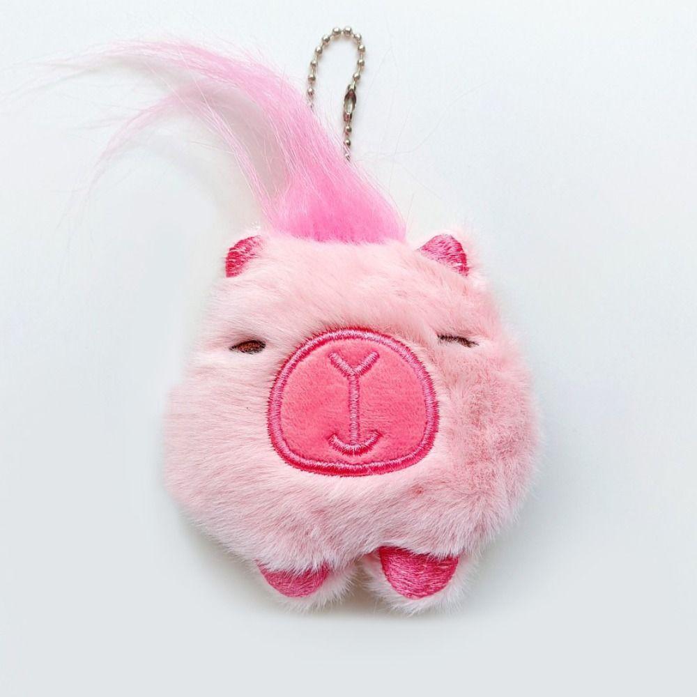 Anime Squeeze Capybara Keychain with Hair Chirping Kapibara Pendant Squeak Capibara Doll Kids