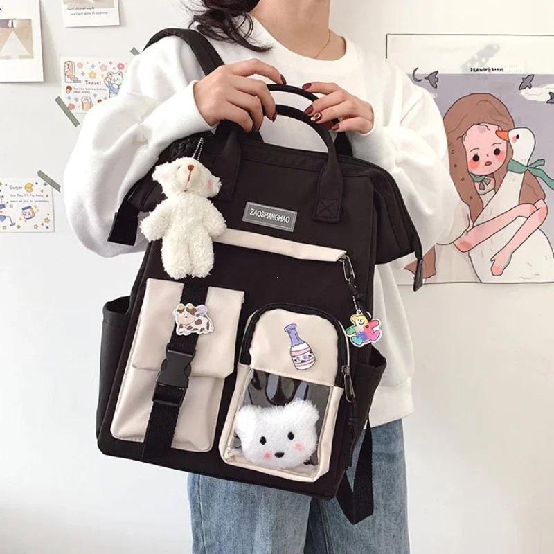 Backpack Women Candy Color Laptop Backpacks Cute Kawaii High School Bags for Teenage Girl Japanese Travel Camping Backpack