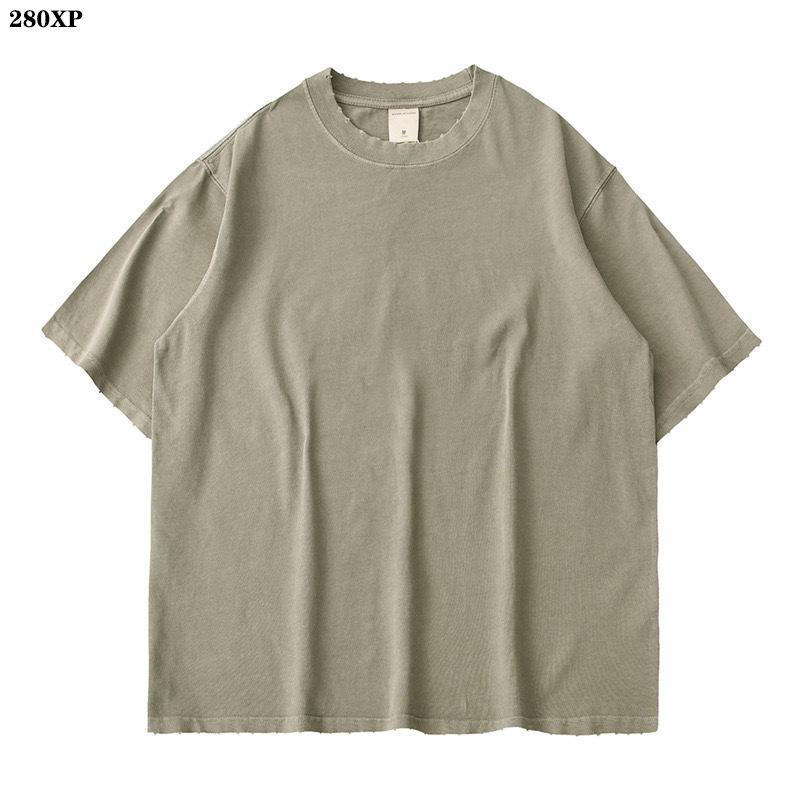 Men s Vintage Washed Distressed Heavyweight Cotton T-Shirt - Short Sleeve, Ripped Style, Trendy American Brand XL