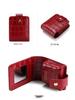 Crocodile Pattern Portable Cowhide Makeup & Coin Pouch with Mirror