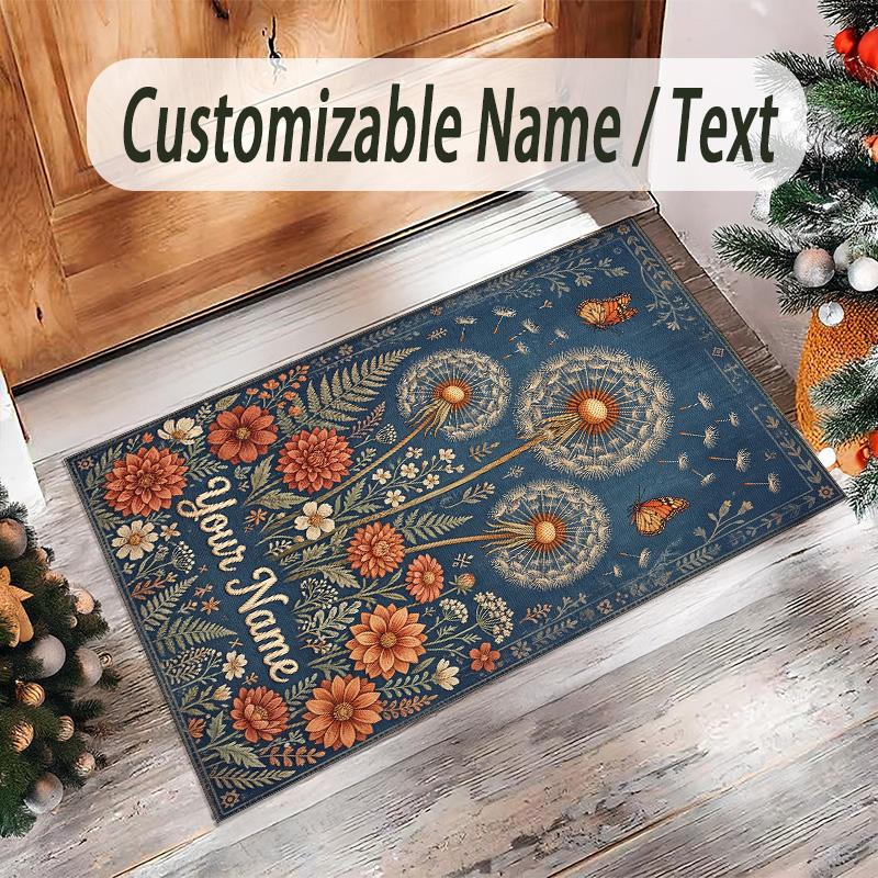 Leopard Theme Crystal Velvet Floor Rug Personalized Custom Name Text Warm Carpet Home Decoration
