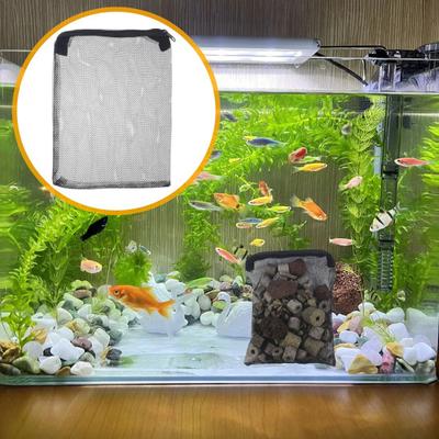 2 Stück Aquarium-Filtermedienbeutel, Fischtank-Filternetzbeutel mit Reißverschluss für Aktivkohle-Biofilterbälle, Keramikringe