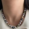 Metallischer Glanz Tahitianische Schwarze Perlenkette Hochglanz Mehrfarbige Perlenhalskette 10 MM Mehrfarbige Perlenkette Bankett