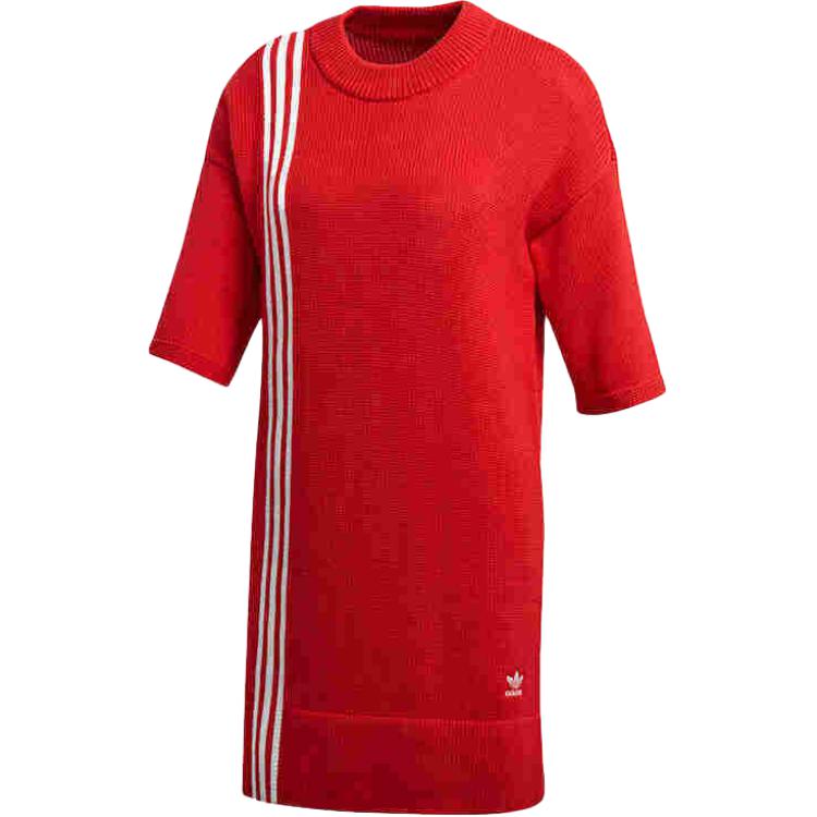 

Adidas Свитшот-платье Originals Удобное Универсальное Платье с круглым вырезом и коротким рукавом Женские платья Красный FU1747 30