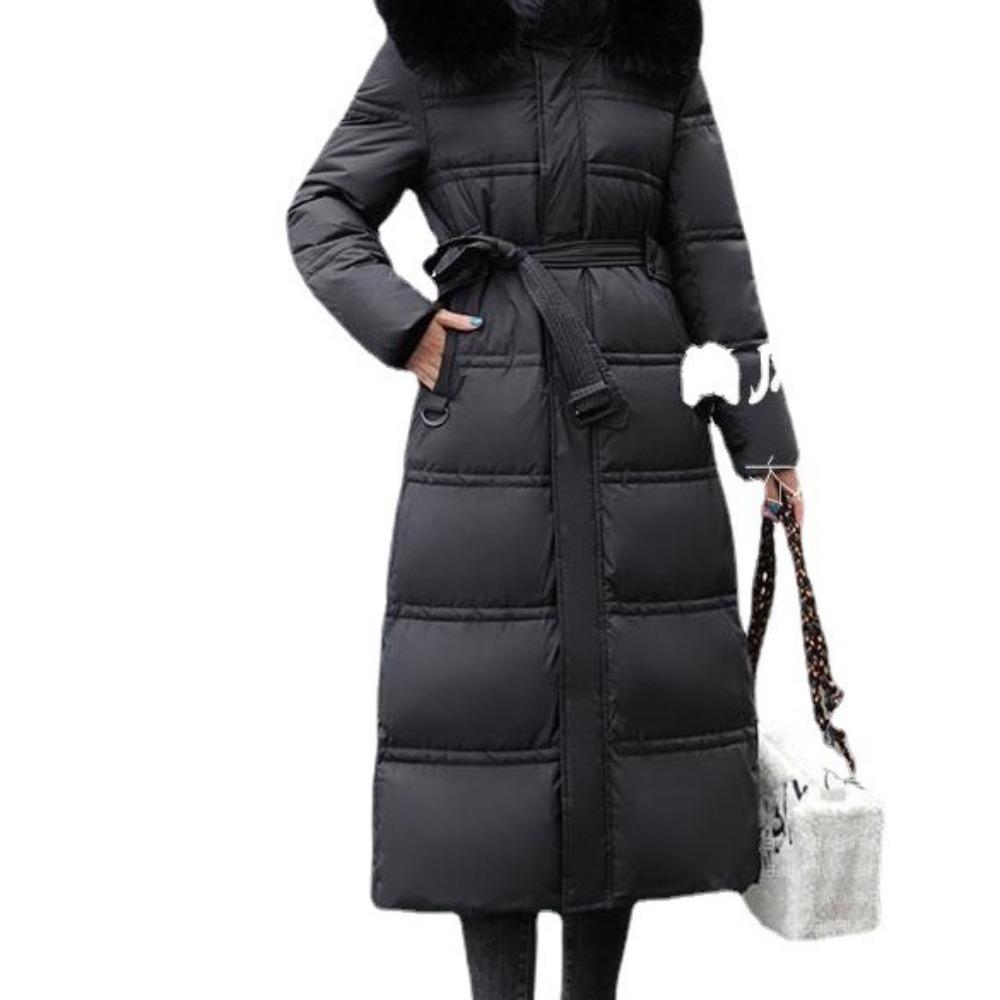 Autumn and winter new big fur collar medium and long slim and thin down cotton clothes women's coat