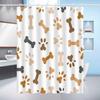1Pc Modern Simple Cartoon Bone And Paw Print Shower Curtain Polyester Fabric, Machine Washable, Suitable For Bathroom Decoration