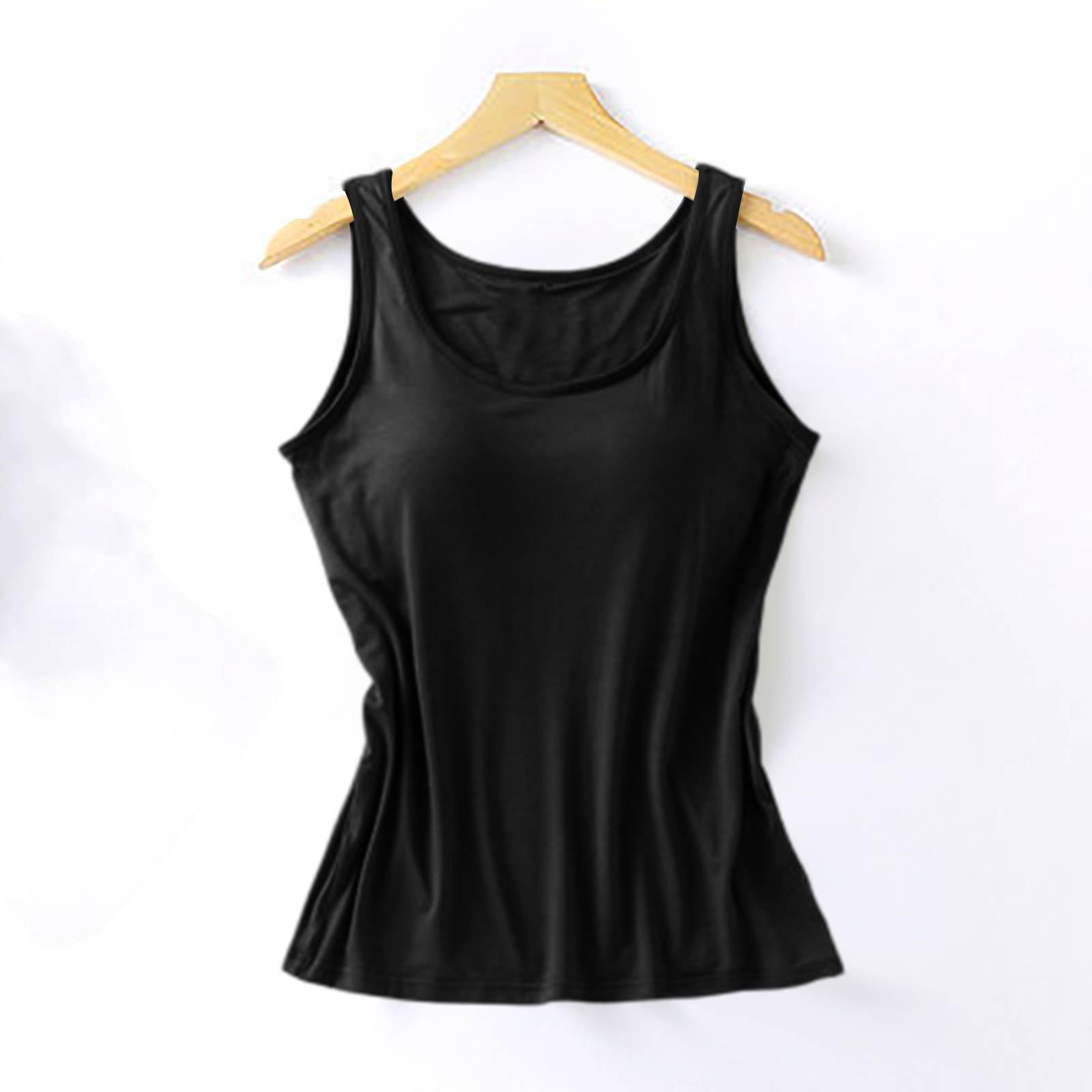 

Женская майка-топ без рукавов, женская летняя цельная без стального кольца с нагрудной накладкой S чёрный