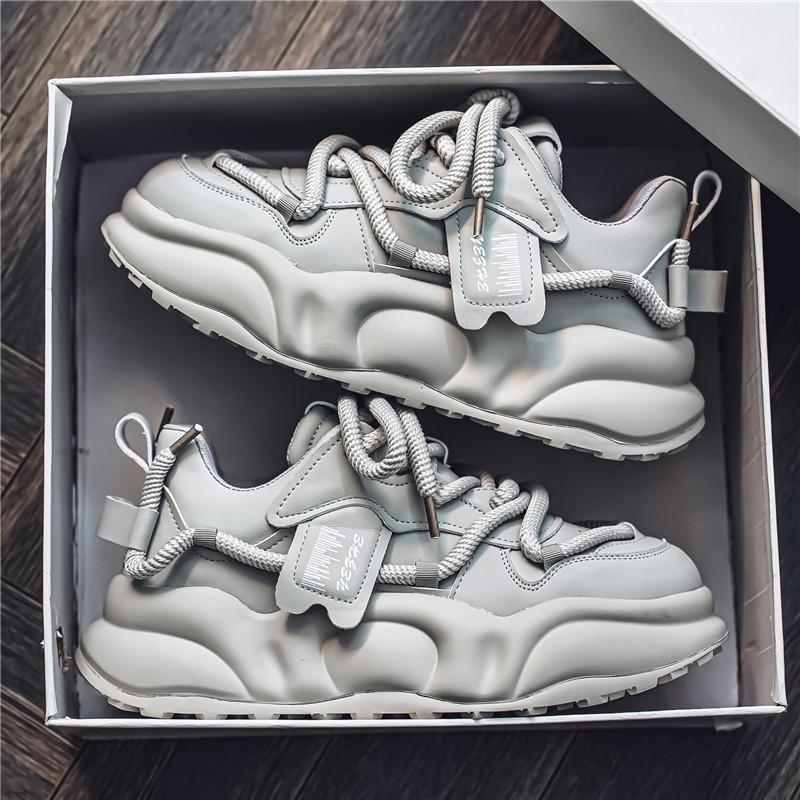 

Men s shoes 2025 summer new youth versatile sports casual shoes non-slip thick sole heightening little white dad trendy shoes 44 серый