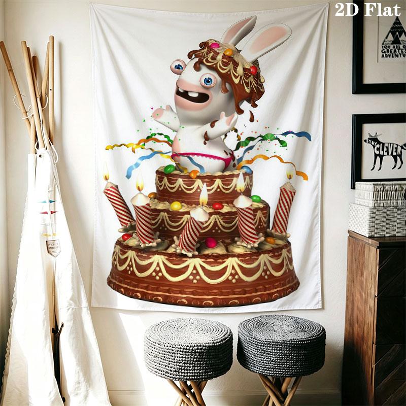 Rabbids Invasion Madness Wall Hanging Printed Fabric Blanket Decorative Tapestries for Bedroom Living Room Home Decor